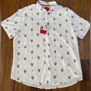 NEW Denim & Flower White Shirt with Santa Claus Palms Print Viscose Size L